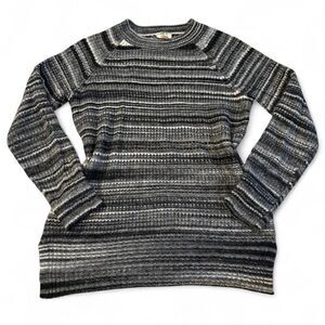 Ana a new approach gray and black horizontal striped sweater